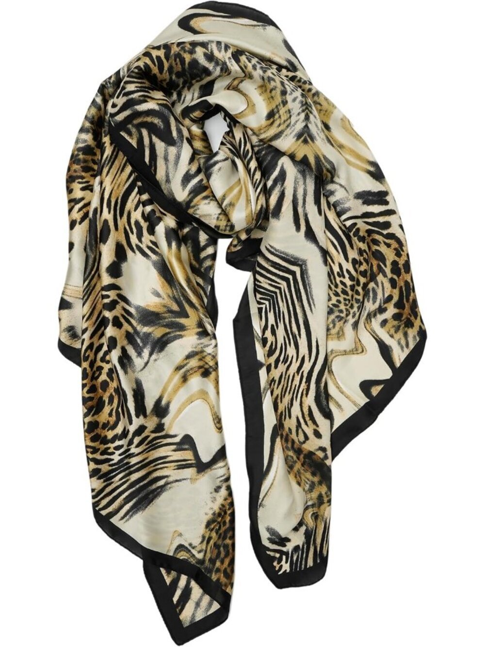 Women's Beige/Leopard Print Long Skinny Silky Lightweight Sunscreen Shawls Wraps